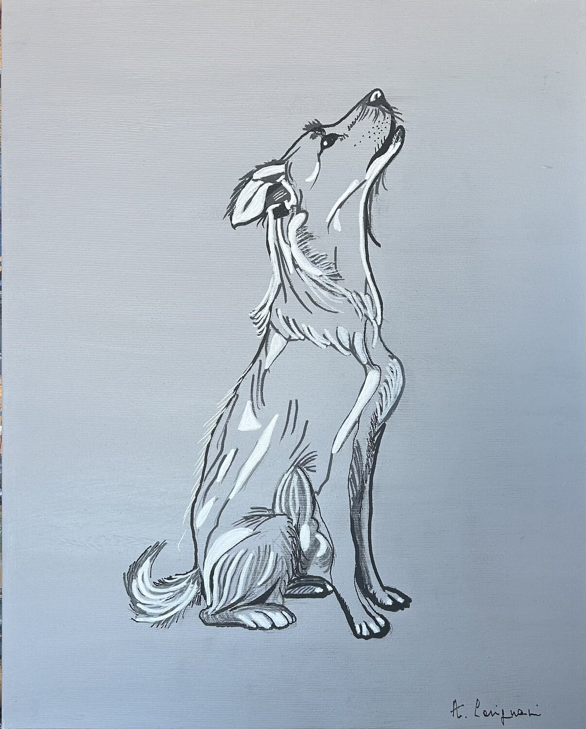 Cane di cristallo Anna Carignani Peinture originale à vendre