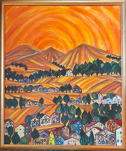 Landscape in orange par Martin Löw, Peinture en vente sur Singulart