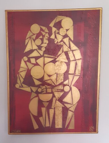 Love of Geometry in red par Martin Christoph Löw, Peinture en vente sur Singulart