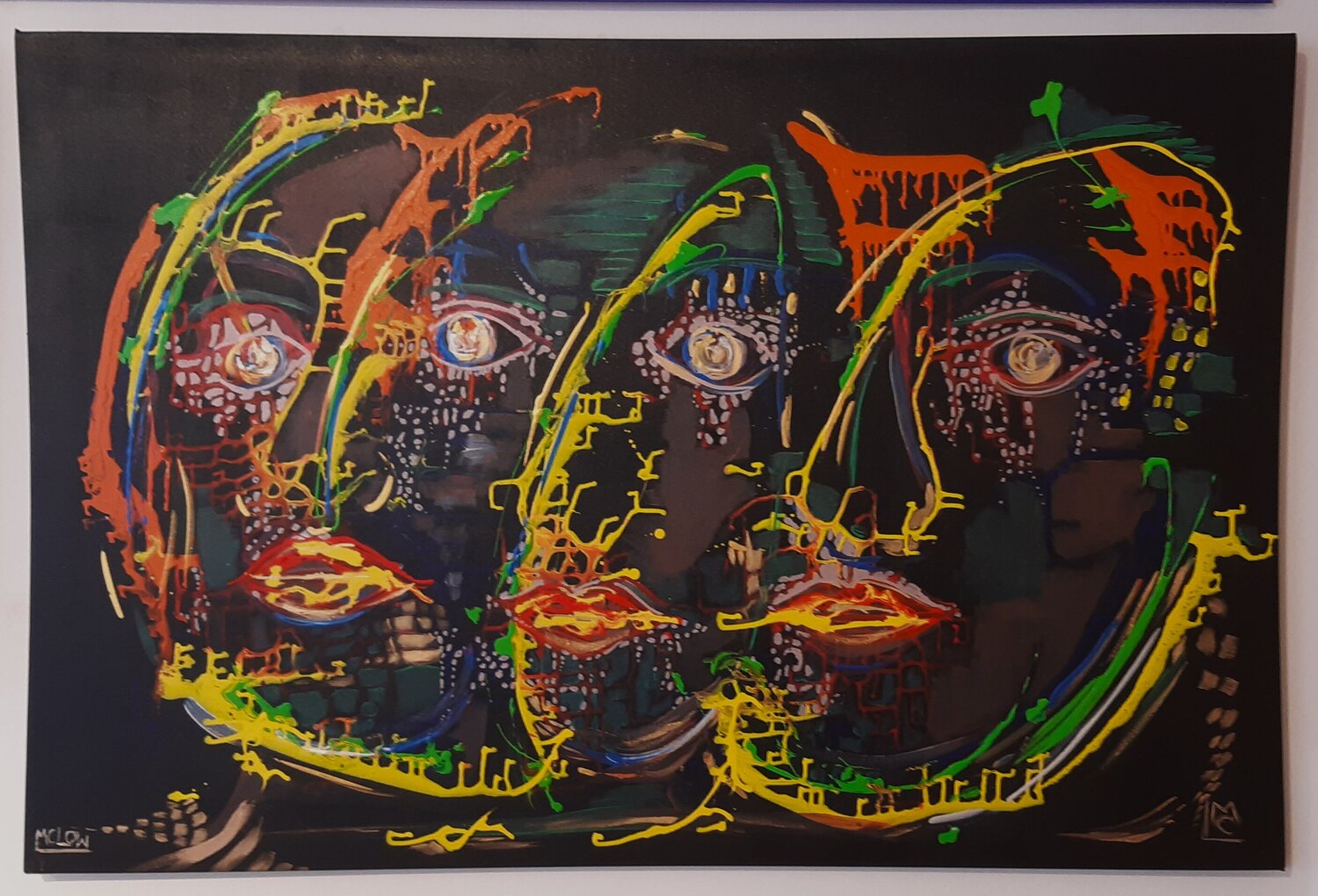 Faces in the dark Martin Löw Peinture originale à vendre