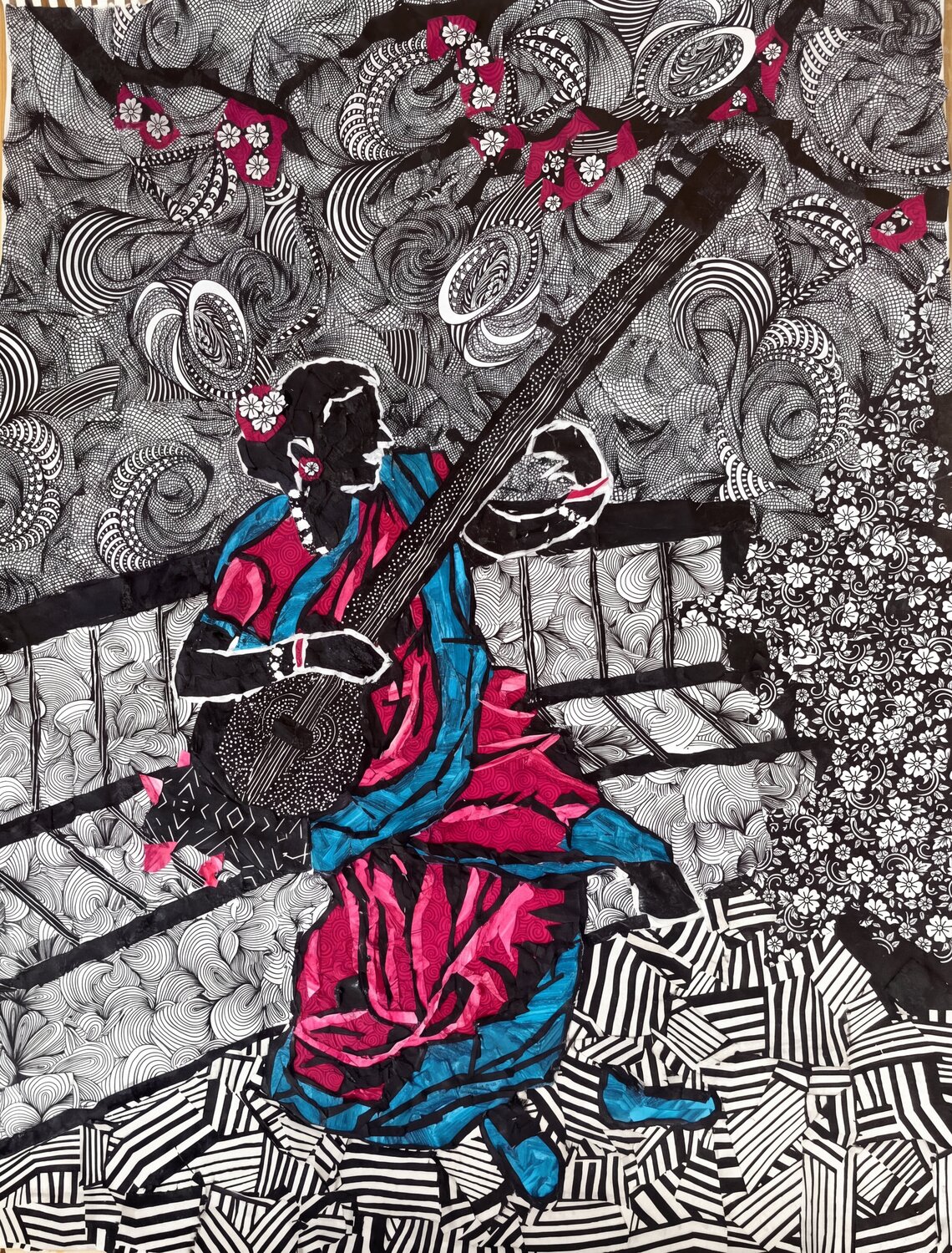 Woman with Sitar Mihira Karra Other Media for sale