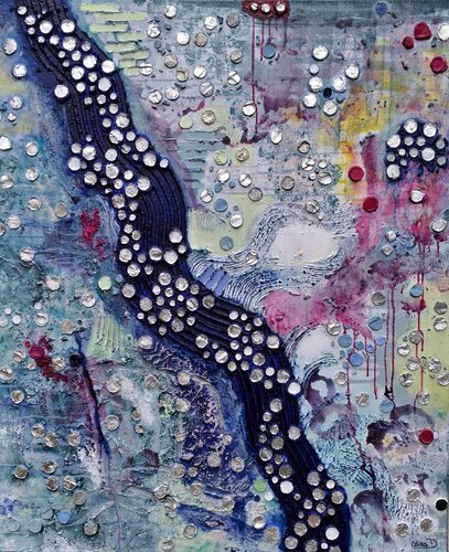 Waterfall of abundance by Celina Drzewiecka, Painting for Sale on Singulart