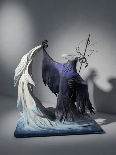 Night Shaman & the White Spirit — Original Dark Fantasy Sculpture par Alisa Anderson, Sculpture en vente sur Singulart
