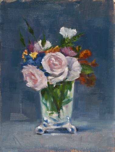 Flowers in a Crystal Vase by Lorraine Durante, Painting for Sale on Singulart