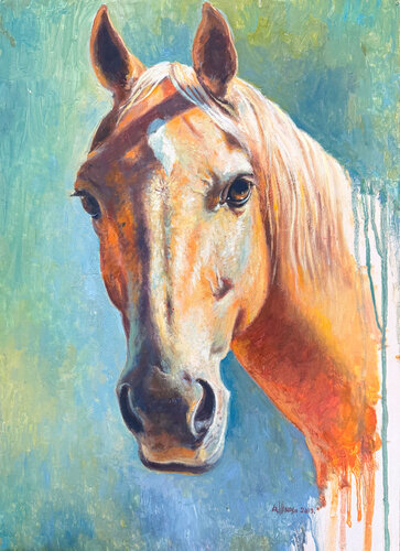 Golden Horse by Moscoso, Painting for Sale on Singulart