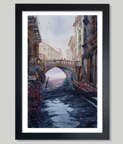 Venice Grand Canal Sunset — Original Watercolor Painting par Vahe Grigorian, Peinture en vente sur Singulart