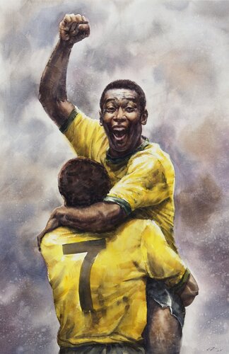 Pelé – 1970 World Cup Glory par Vahe Grigorian, Peinture en vente sur Singulart