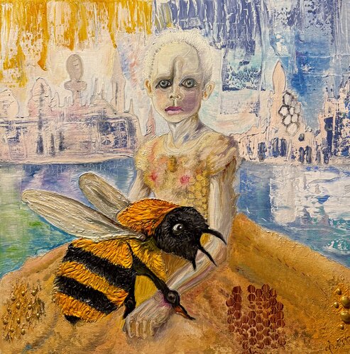 Dream-catching of the Queen Bee par Eka Rukhadze, Peinture en vente sur Singulart