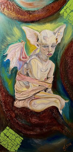 Fortune-teller bat-woman par Eka Rukhadze, Peinture en vente sur Singulart