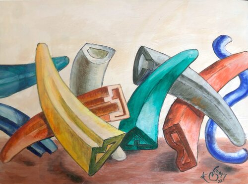 Floating objects di Fabio Giorgis, Pittura in vendita su Singulart