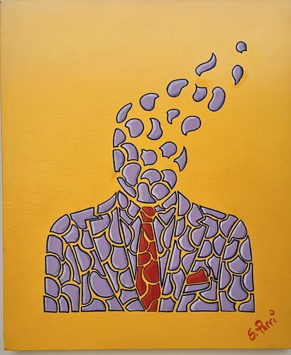 Free your mind !!   (Purple yellow) de Simone Parri, Pintura a la venta en Singulart
