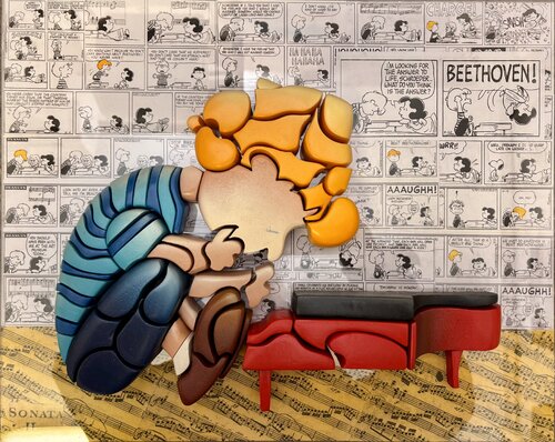Schroeder ( featurig  peanuts) in a plexiglas box von Simone Parri, Skulptur kaufen auf Singulart