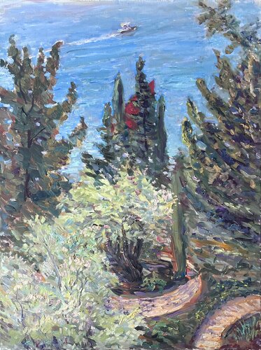 Olive garden .Saint Arseny Bay di Victoria Malshakova, Pittura in vendita su Singulart