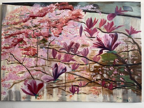 Printemps au Palais Royal Paris by Liu Jian, 絵画 for Sale on Singulart