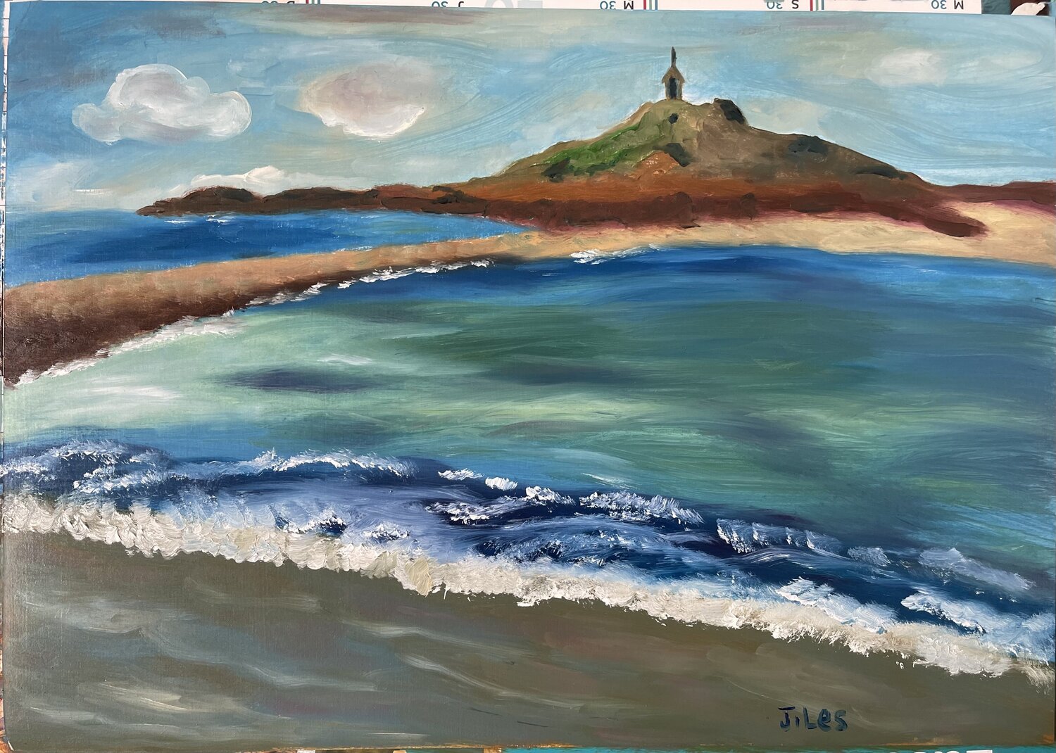 Marée basse- îlot Saint-Michel  Côtes d’ Armor Liu Jian Original painting for sale