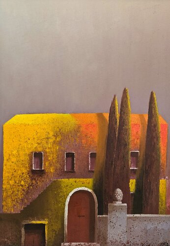 Mediterranes Haus bei Sonnenuntergang von Zoran Jovicic-Spaar, Malerei kaufen auf Singulart