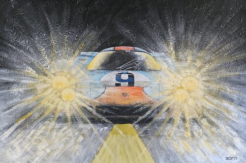 Gulf Porsche by Night de Zoran Jovicic-Spaar, Pintura a la venta en Singulart