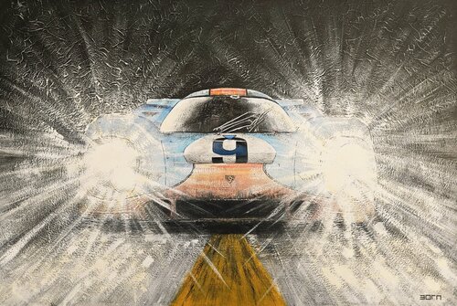 Gulf Porsche by Night de Zoran Jovicic-Spaar, Pintura a la venta en Singulart