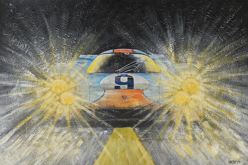 Gulf Porsche by Night di Zoran Jovicic-Spaar, Pittura in vendita su Singulart