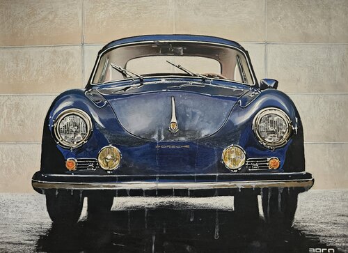 Porsche 356 Coupé kingblue by Zoran Jovicic-Spaar, Work on Paper for Sale on Singulart