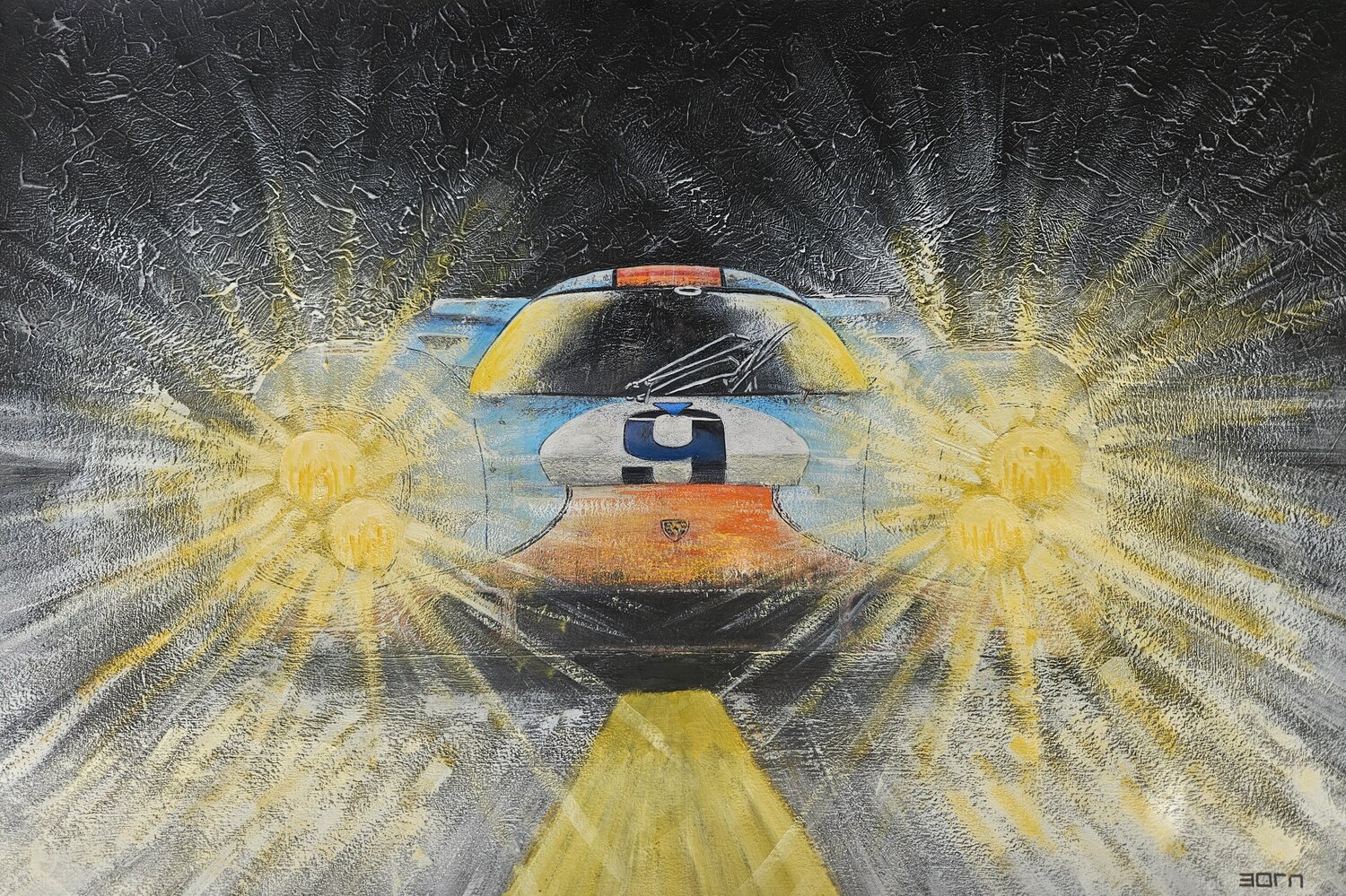 Gulf Porsche by Night Zoran Jovicic-Spaar Pintura original en venta