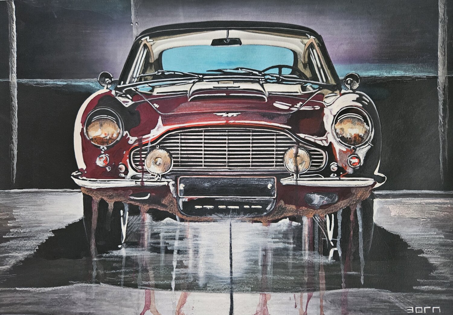 Aston Martin Red Zoran Jovicic-Spaar Obra en papel en venta