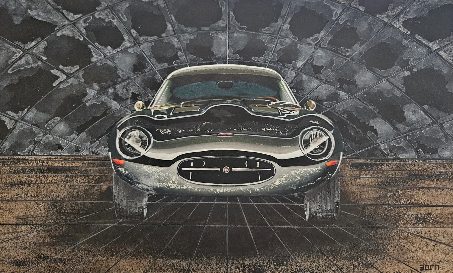 Jaguar E- Type Eagle Zoran Jovicic-Spaar Werk op papier te koop