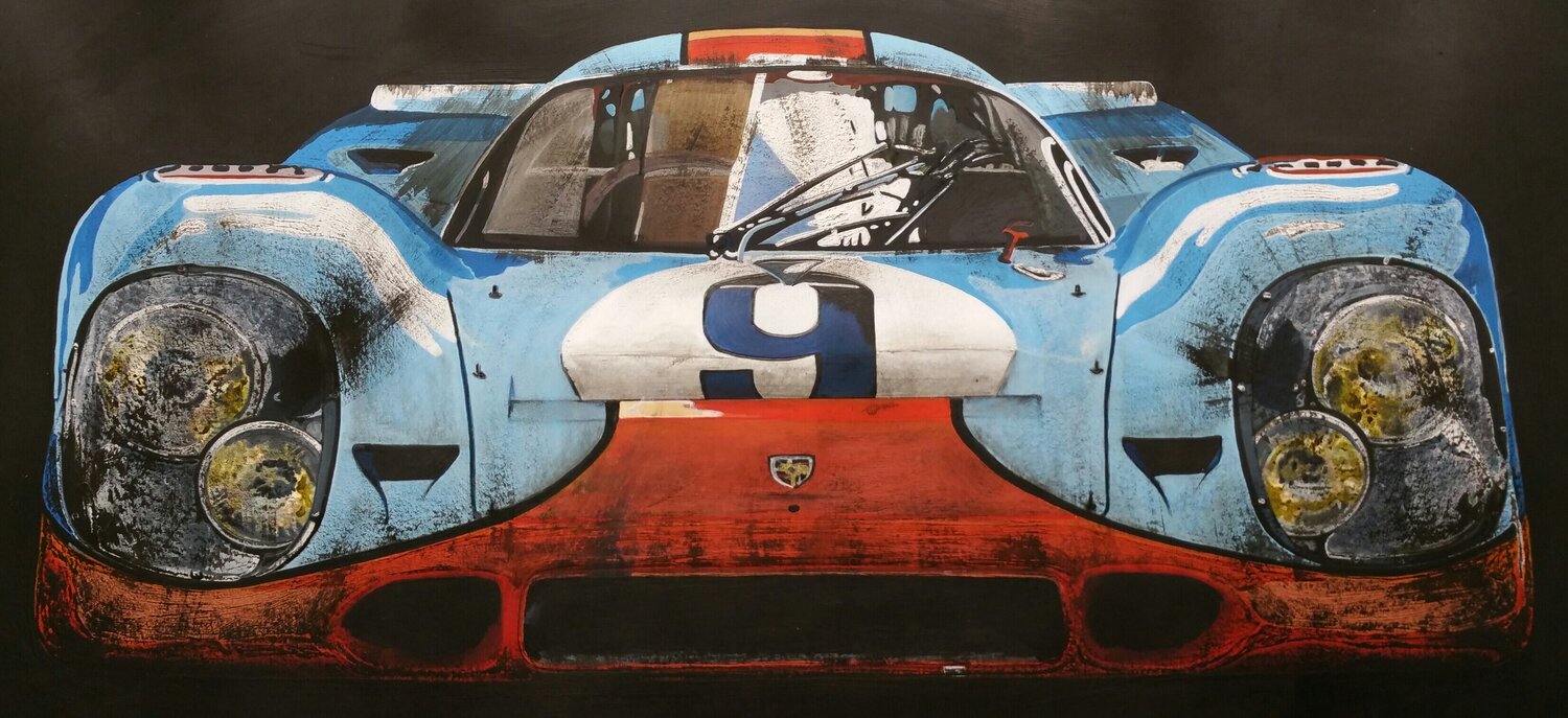 Gulf Porsche 917 K, face 2 face Zoran Jovicic-Spaar Origineel schilderij te koop