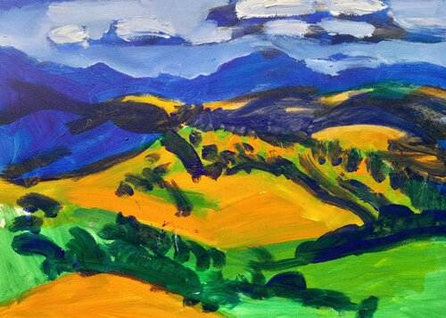 "The wind in the mountains was chasing the clouds" van Oleksandr Vynnyk, Schilderij te koop op Singulart