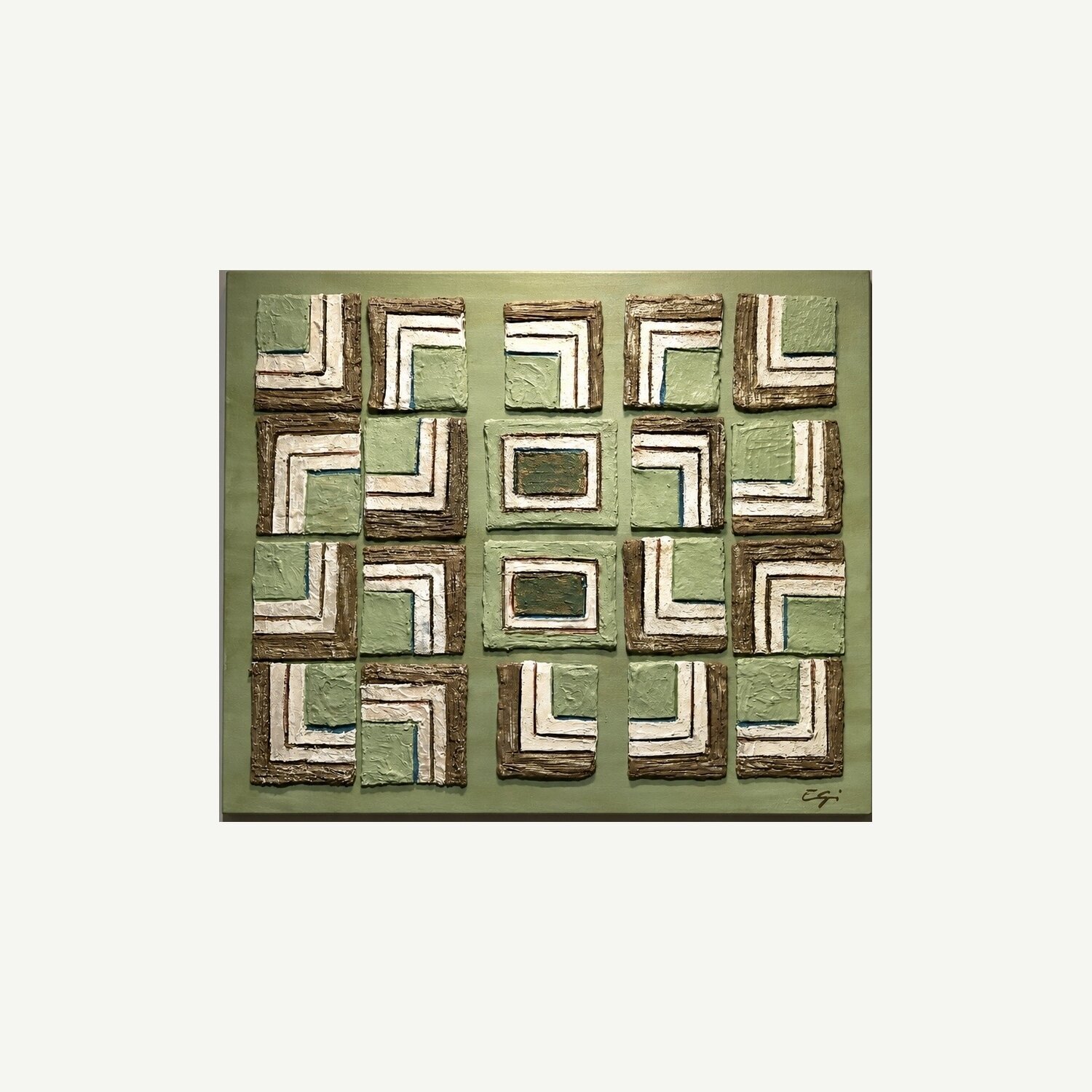 ENTANGLEMENT  Green & Copper Elisabetta Galli Original painting for sale