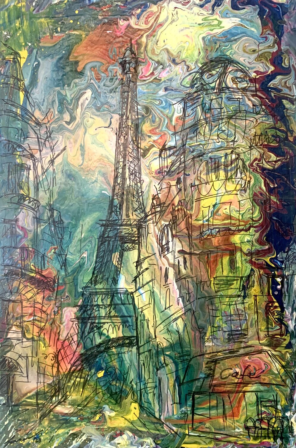 Cafe Paris Francesc Sánchez Macias Original painting for sale