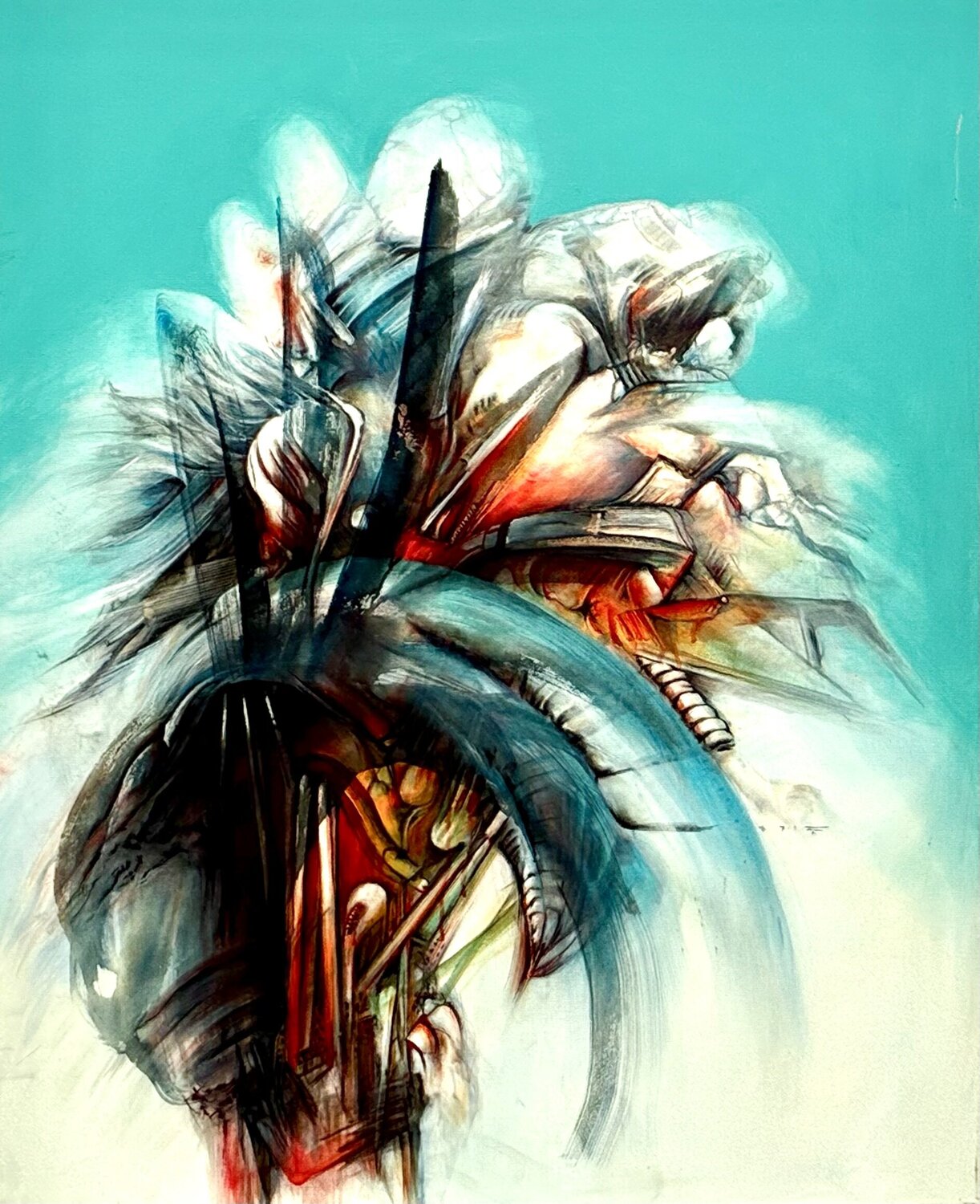 Unknown forces at play. Blue. Niels Steen Sørensen Original painting for sale
