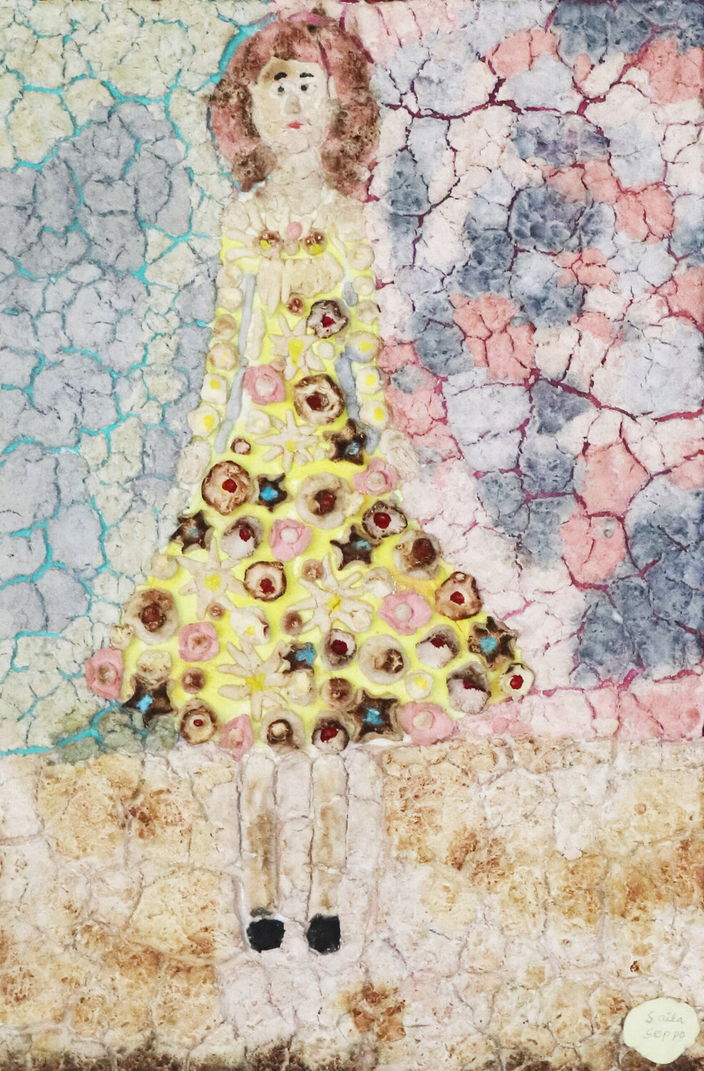 Floral Dress Saila Seppo Originalgemälde zu verkaufen