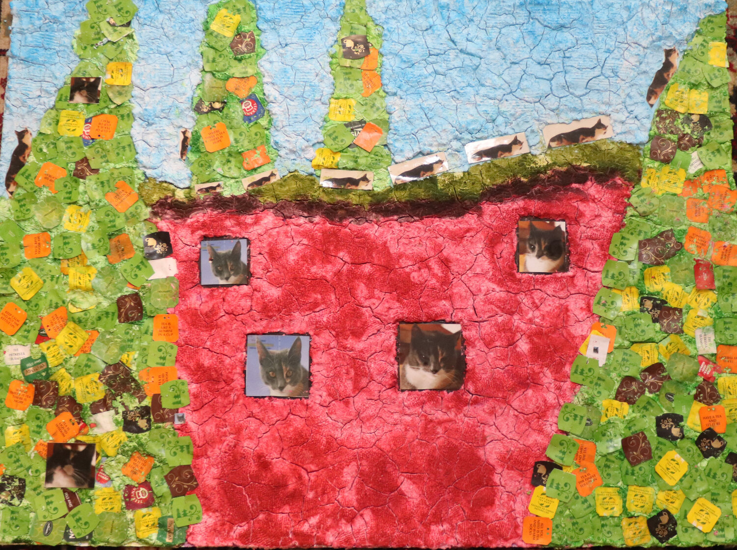 Cat House Saila Seppo Originalgemälde zu verkaufen