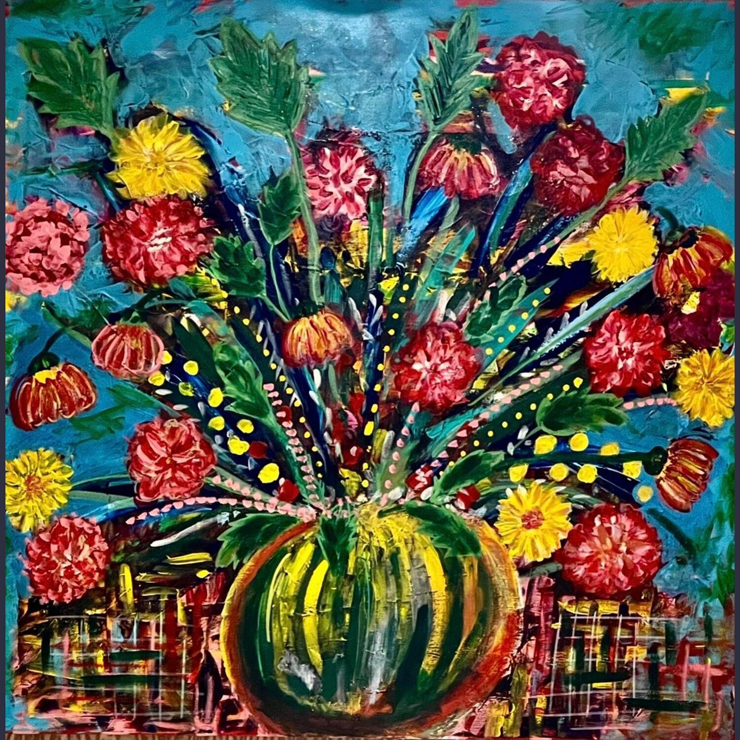 FLORES Y SANDIA Emilia Tomas Original painting for sale