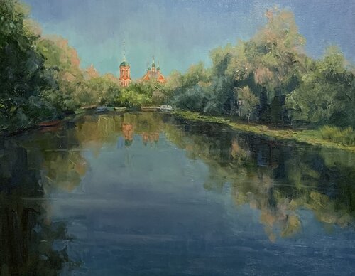 morning on the Trubezh River de Kseniia Snezhko, Pintura a la venta en Singulart