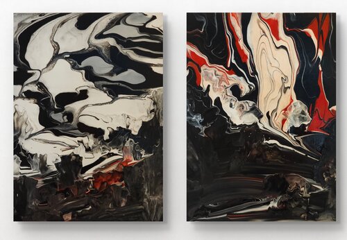 Fire & Ash (Diptych) de Olha Svieshnikova, Pintura a la venta en Singulart
