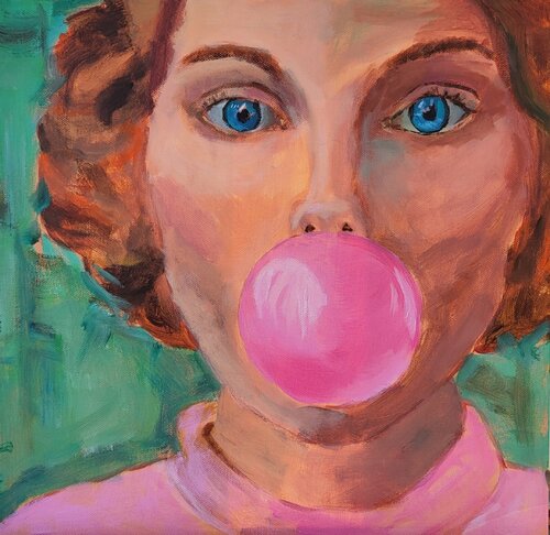 You better chew gum by Marion Fuchs, 絵画 for Sale on Singulart