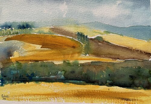 Paesaggio toscano 3 , acquerello su carta by Simonetta Silvestrini, Painting for Sale on Singulart