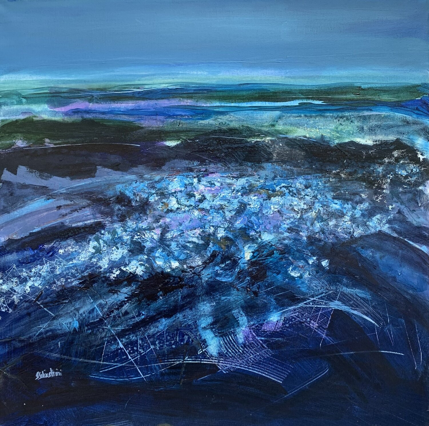 Paesaggio blu Simonetta Silvestrini Originalgemälde zu verkaufen