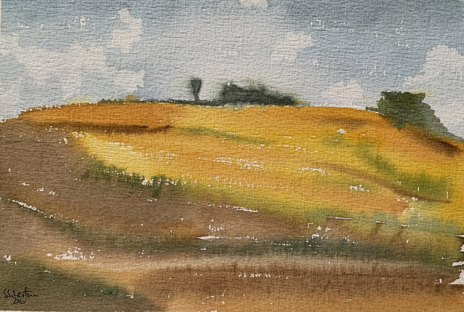 Paesaggio toscano 2 , acquerello su carta Simonetta Silvestrini Dipinto originale in vendita