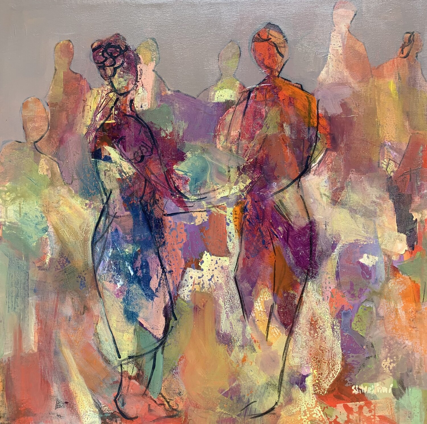 Balla con me Simonetta Silvestrini Origineel schilderij te koop
