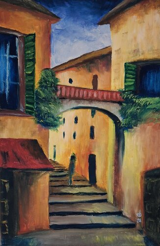 Mediterranean Street by Anita Sza Bo, Painting for Sale on Singulart