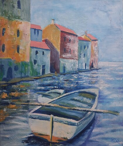 Harbour in Venice by Anita Sza Bo, Painting for Sale on Singulart