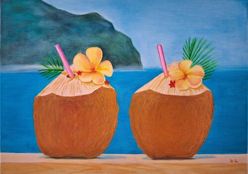 Coconut Cocktails by Anita Sza Bo, Painting for Sale on Singulart