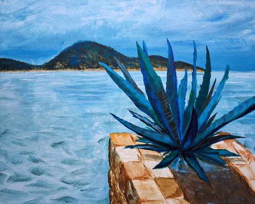 Agave at the Harbour by Anita Sza Bo, Painting for Sale on Singulart