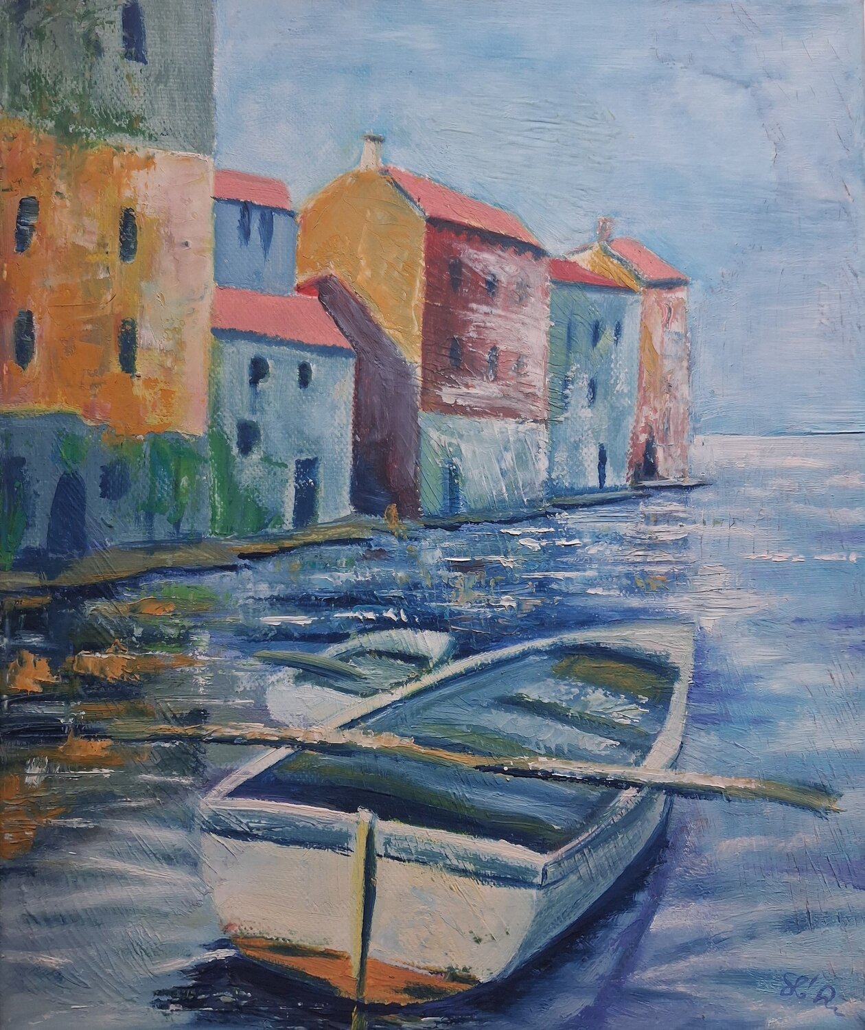 Harbour in Venice Anita Sza Bo Pintura original en venta