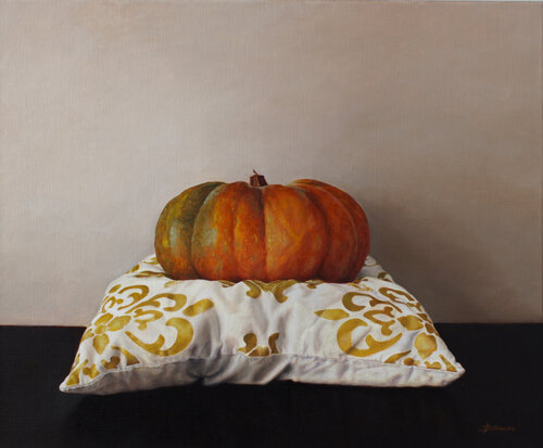 Pumpkin on a Pillow by Iryna Dolzhanska, Painting for Sale on Singulart