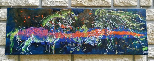 Les chevaux du soleil by Adélaïde Andreu Leferme, Painting for Sale on Singulart