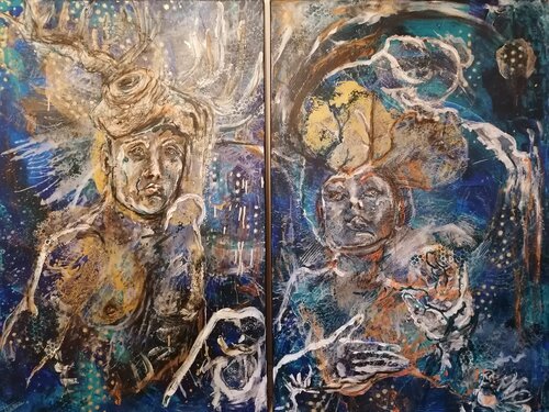 Nocturne bleue Chagall by Adélaïde Andreu Leferme, Painting for Sale on Singulart
